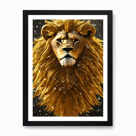 Golden Lion Art Print Framed Wall Art Poster Canvas Print Picture