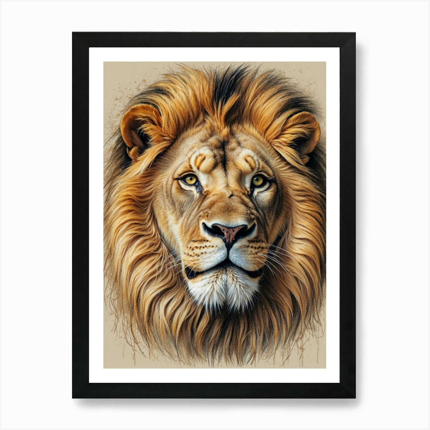 Lion Head 3 Art Print Framed Wall Art Poster Canvas Print Picture