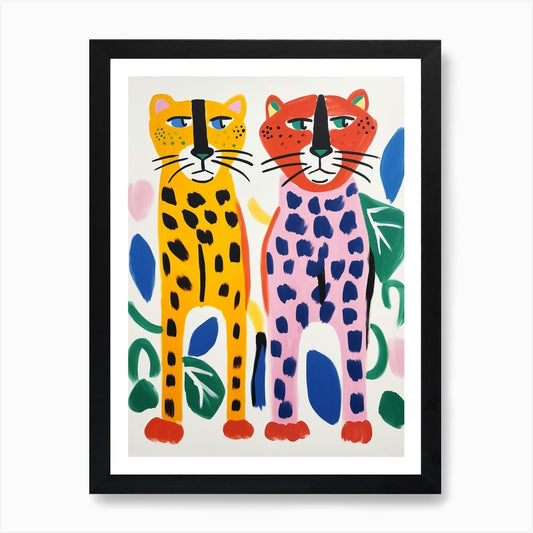 Colourful Kids Animal Art Lion 4 Ar Framed Wall Art Poster Canvas Print Picture