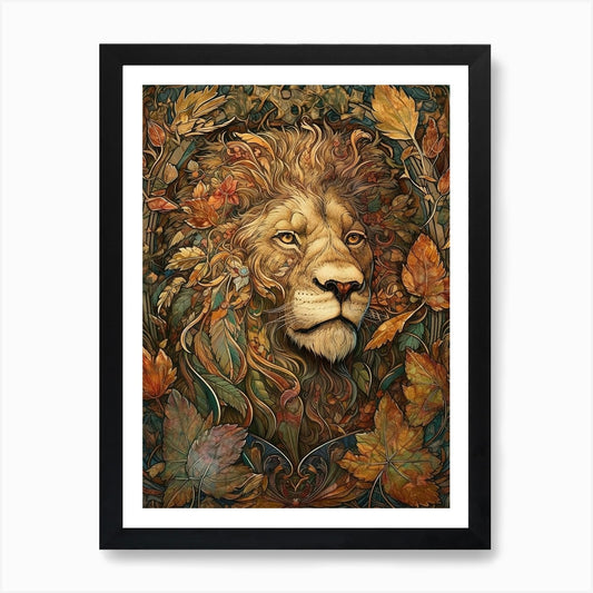 Lion Of Autumn Art Print Framed Wall Art Poster Canvas Print Picture