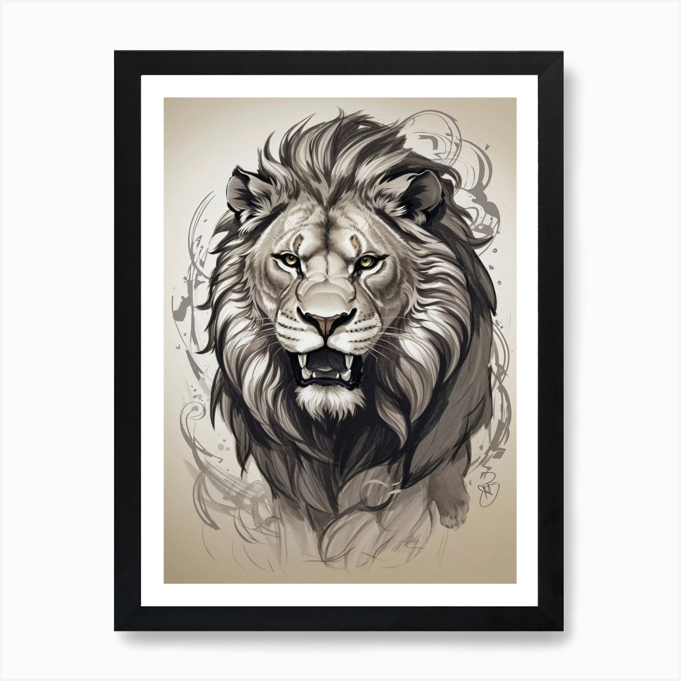 Lion Head 1 Art Print Framed Wall Art Poster Canvas Print Picture