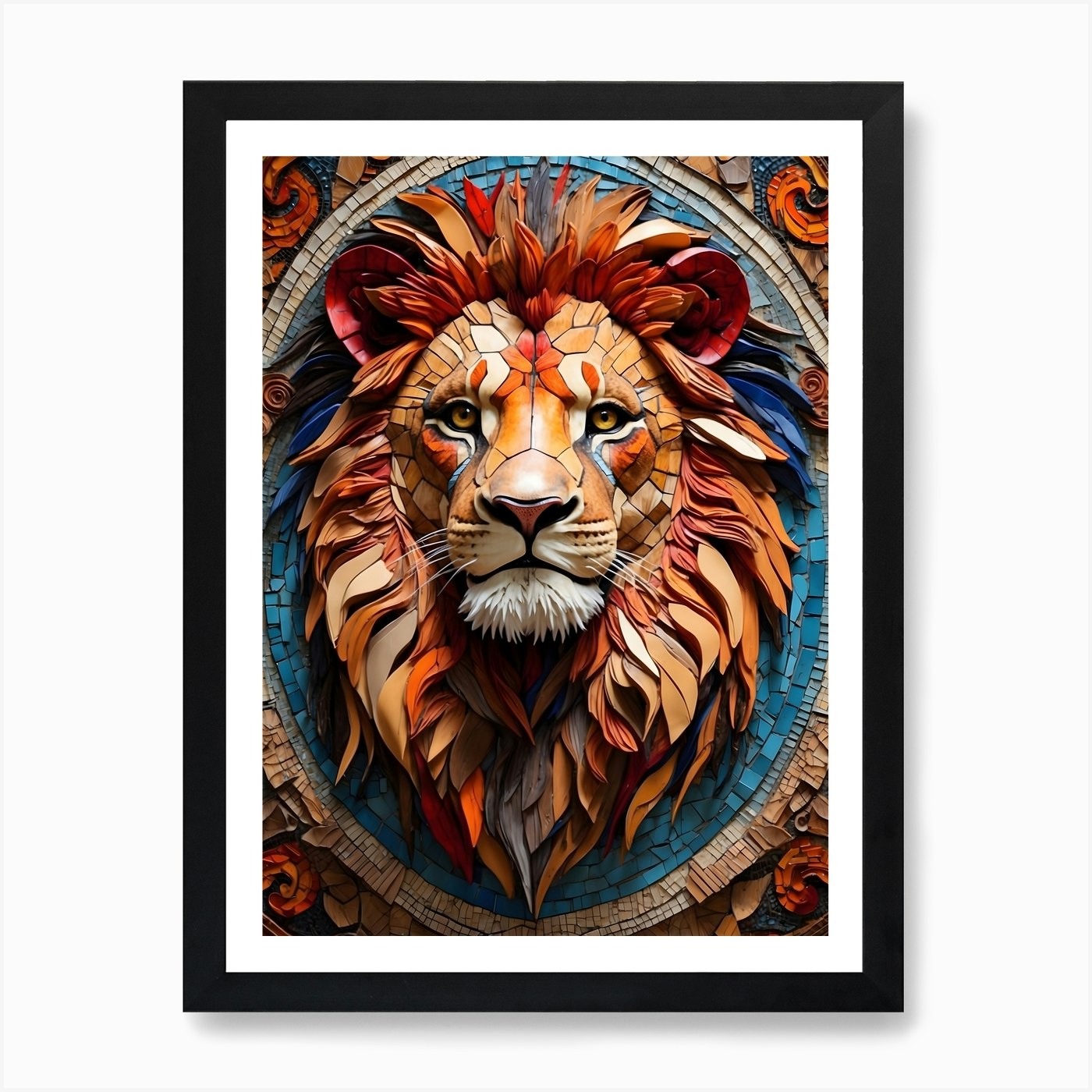 Lion Head 3 Art Print Framed Wall Art Poster Canvas Print Picture
