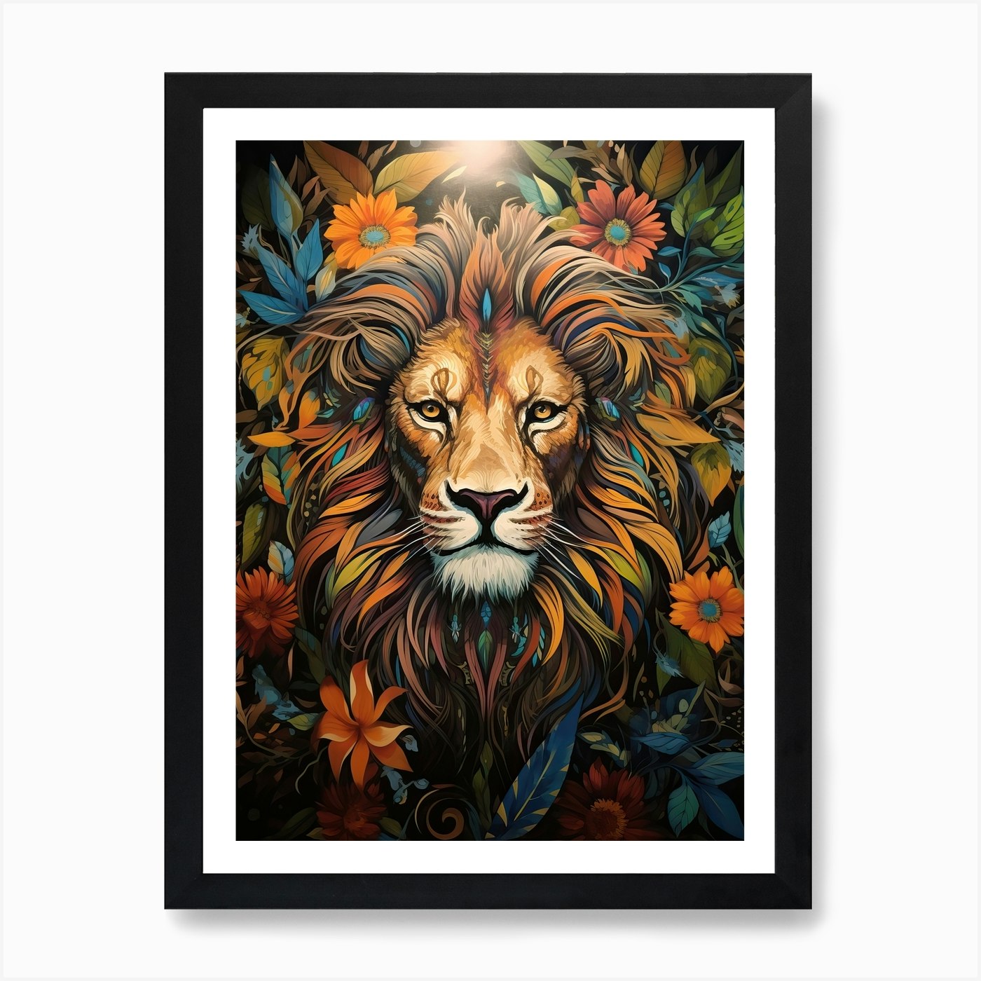 Lion Art Painting Mural Style 2 Art Framed Wall Art Poster Canvas Print Picture