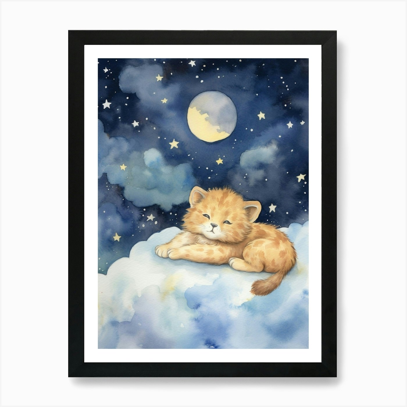 Baby Lion Cub 1 Sleeping In The Clo Framed Wall Art Poster Canvas Print Picture