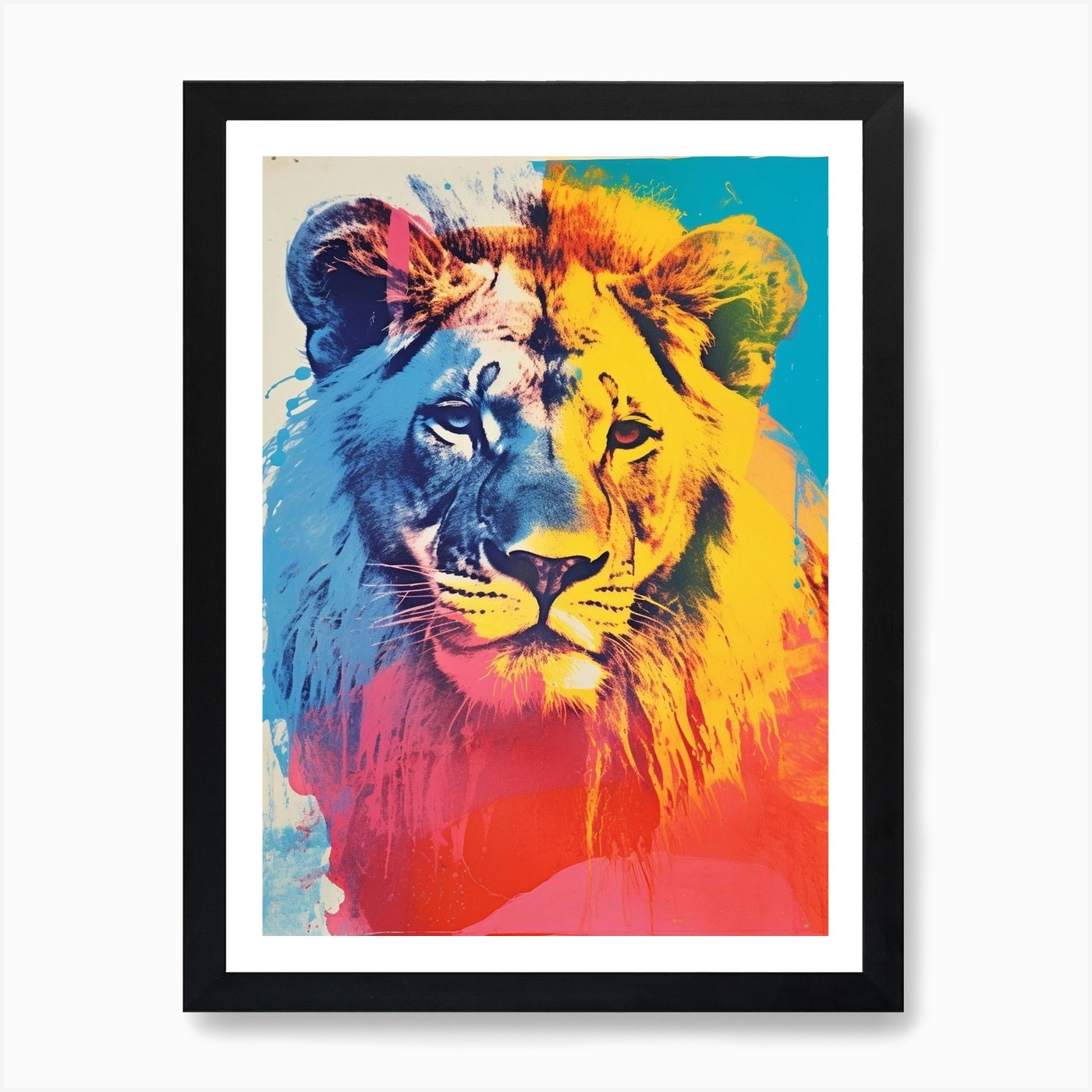 Lion Screen Print Inspired 4 Art Pr Framed Wall Art Poster Canvas Print Picture