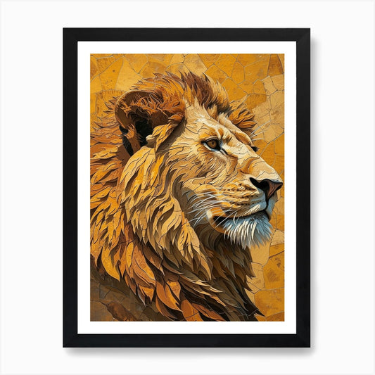 Barbary Lion Relief Illustration Ma Framed Wall Art Poster Canvas Print Picture