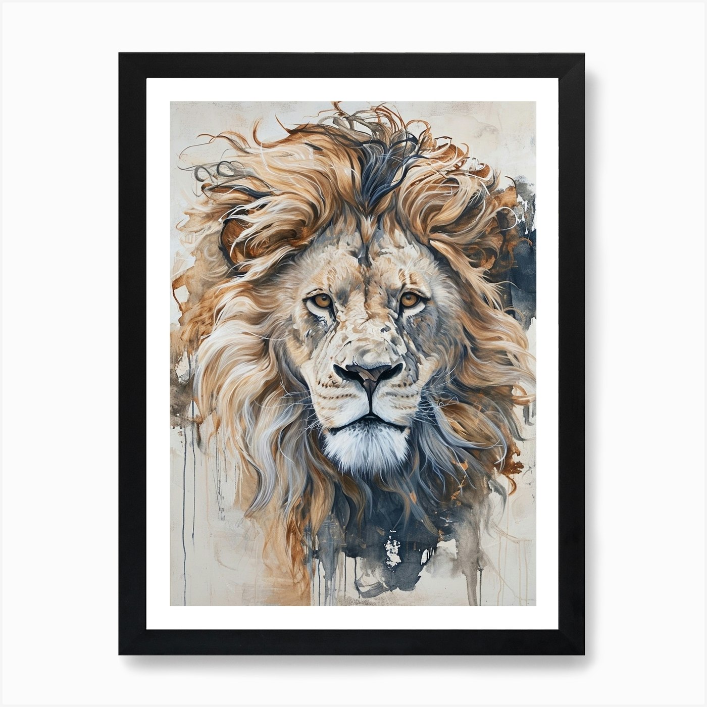Lion Mane Watercolour Art Print Framed Wall Art Poster Canvas Print Picture