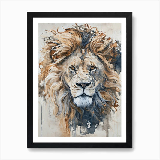 Lion Mane Watercolour Art Print Framed Wall Art Poster Canvas Print Picture