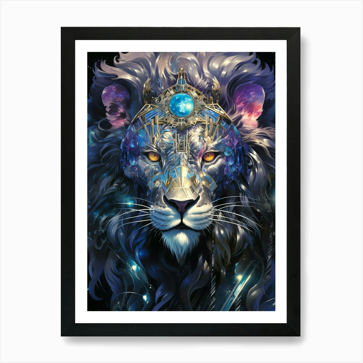 Space Lion Art Print Framed Wall Art Poster Canvas Print Picture