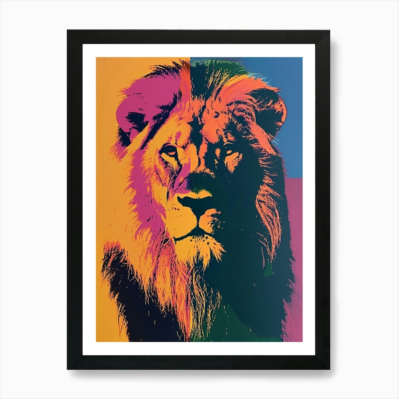 Polaroid Inspired Lion 1 Art Print Framed Wall Art Poster Canvas Print Picture