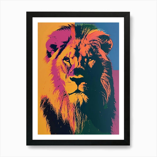 Polaroid Inspired Lion 1 Art Print Framed Wall Art Poster Canvas Print Picture