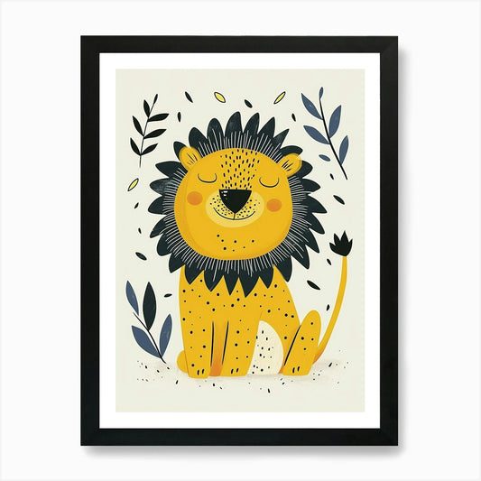 Yellow Lion 1 Art Print Framed Wall Art Poster Canvas Print Picture