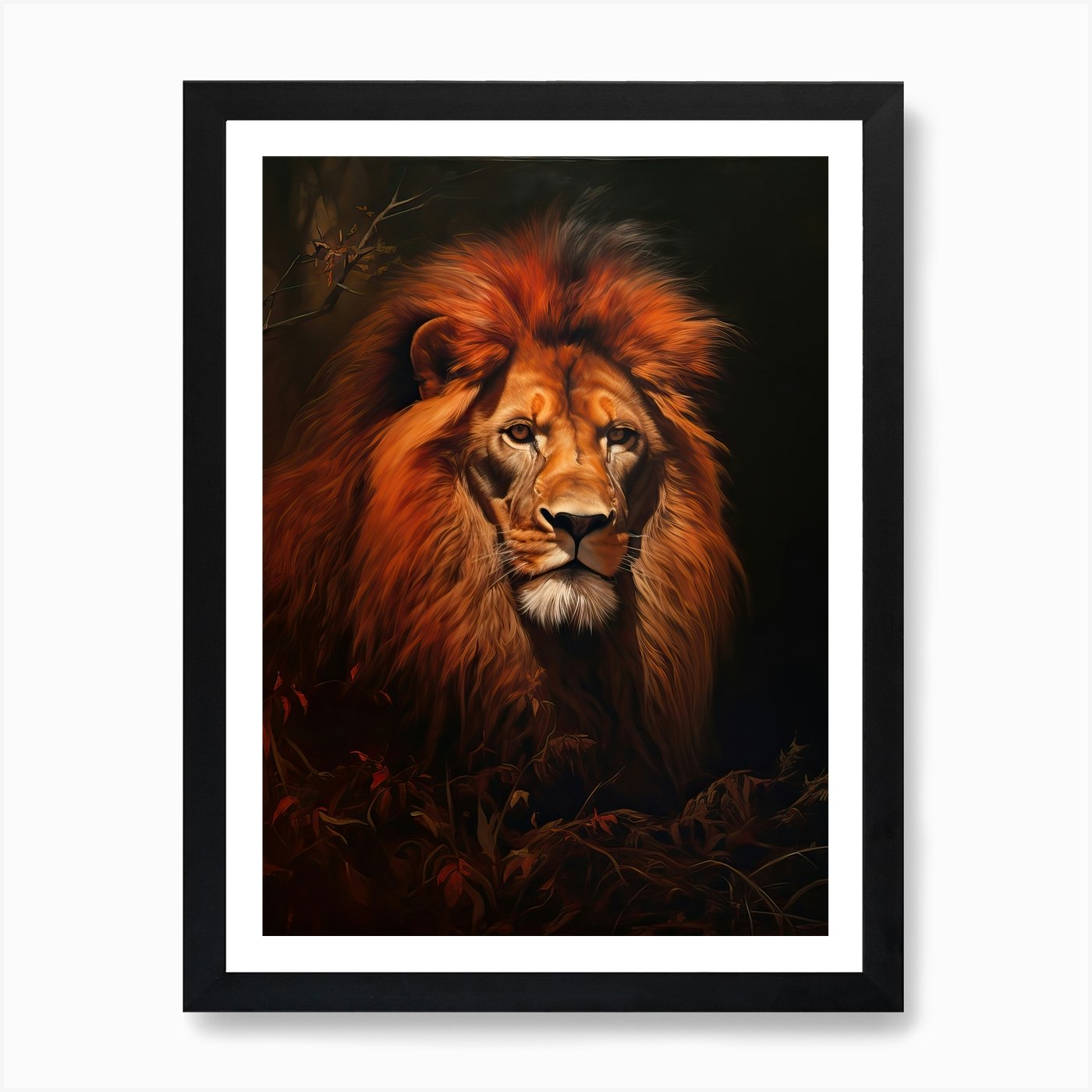 Lion Art Painting Tonalism Style 3  Framed Wall Art Poster Canvas Print Picture
