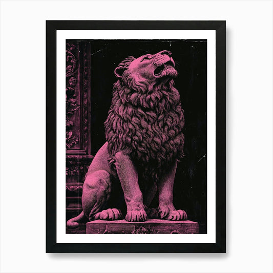 British Empire Lion On A Pedestal A Framed Wall Art Poster Canvas Print Picture