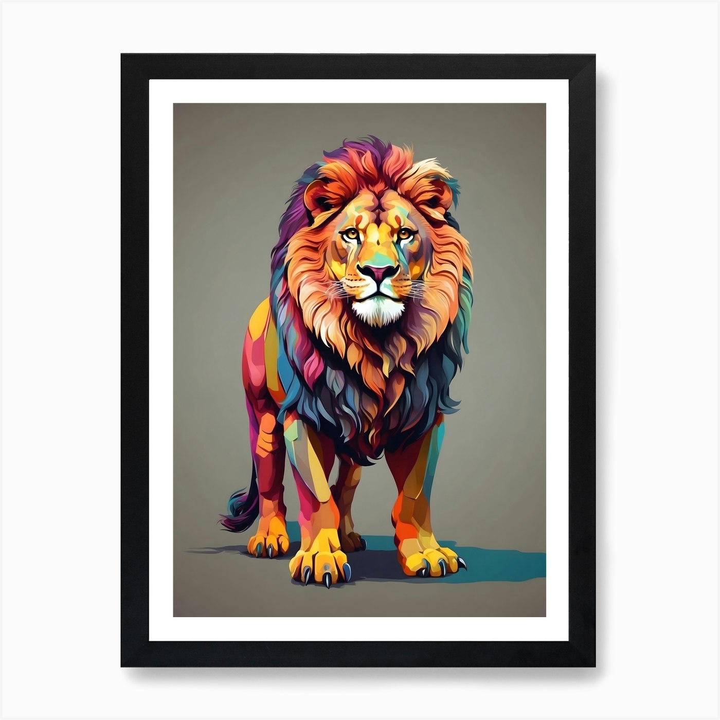Colorful Lion 2 Art Print Framed Wall Art Poster Canvas Print Picture