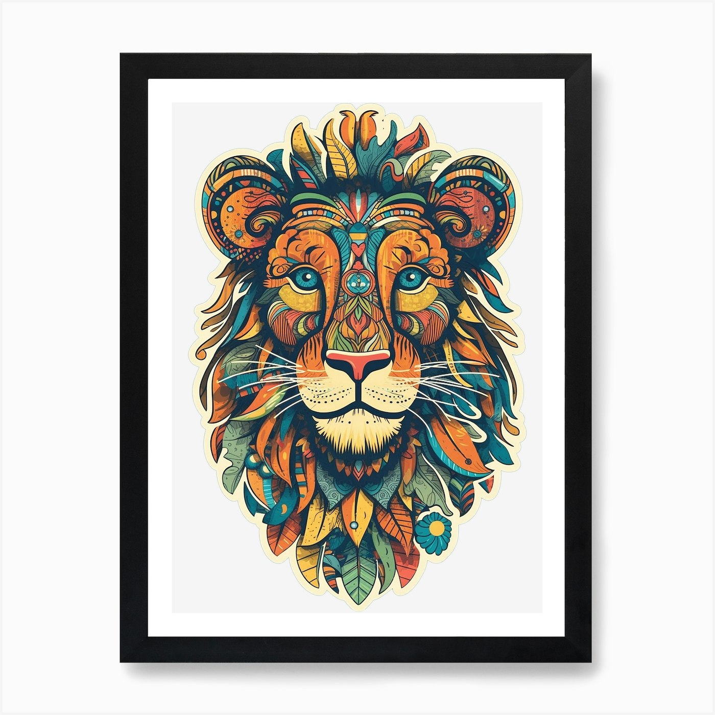 Colorful lion Art Print Framed Wall Art Poster Canvas Print Picture