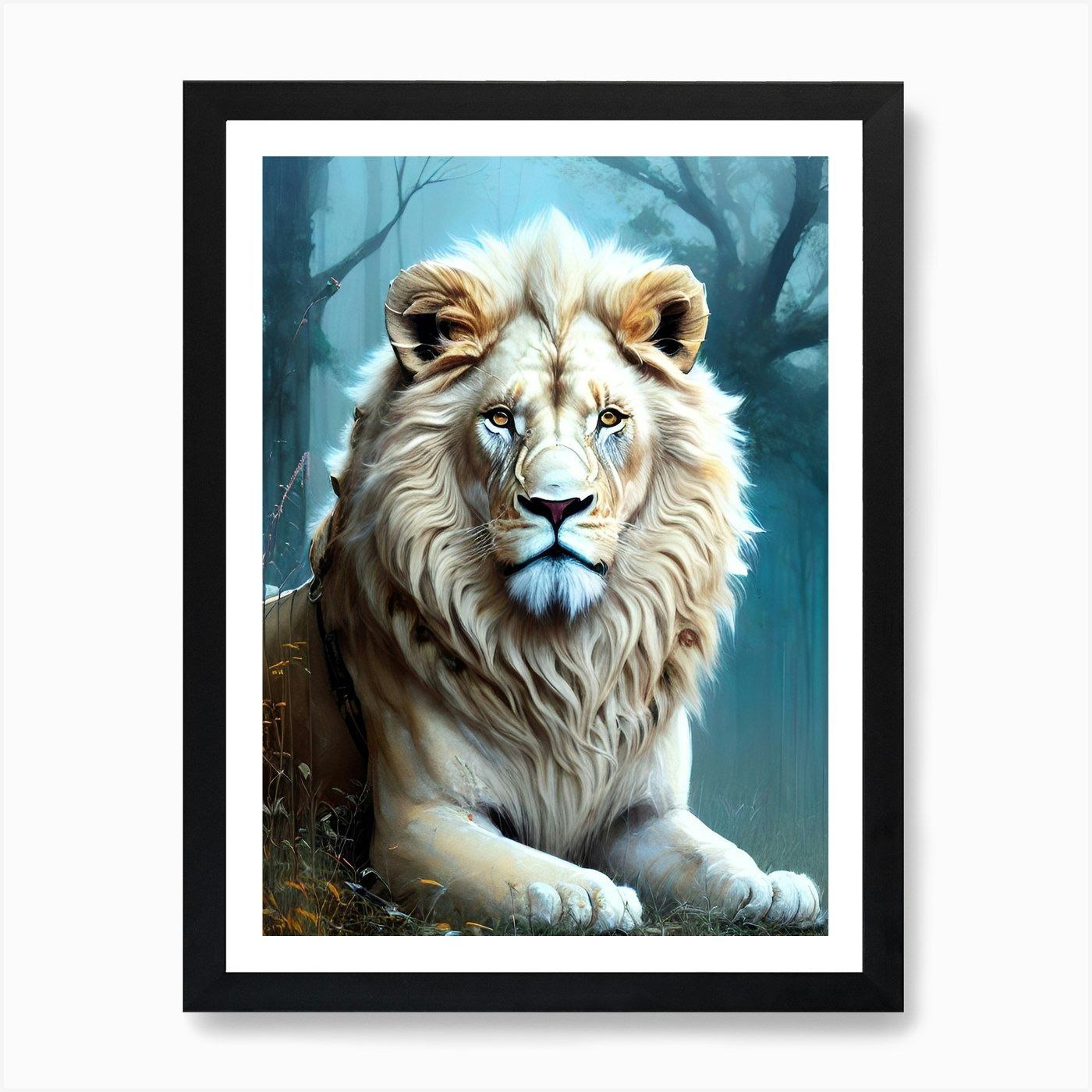 Lion In The Forest 54 Art Print Framed Wall Art Poster Canvas Print Picture