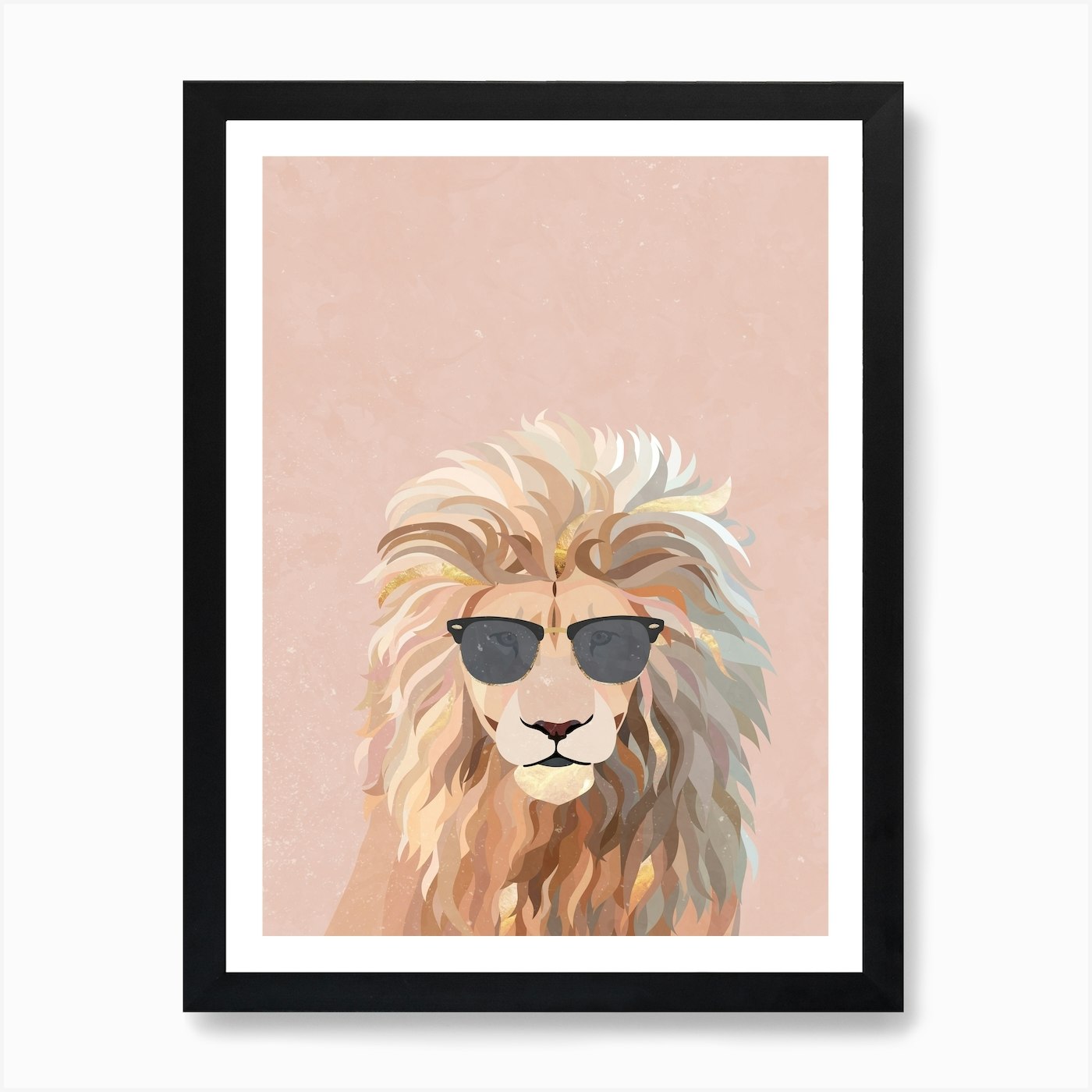 Lion In Sunglasses 3 Art Print Framed Wall Art Poster Canvas Print Picture