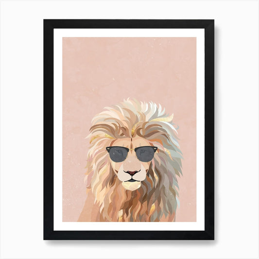 Lion In Sunglasses 3 Art Print Framed Wall Art Poster Canvas Print Picture