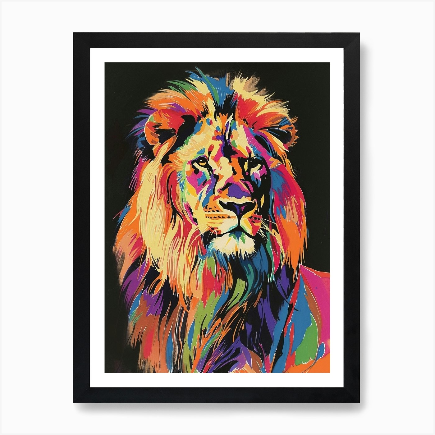 Masai Lion Symbolic Imagery Fauvist Framed Wall Art Poster Canvas Print Picture
