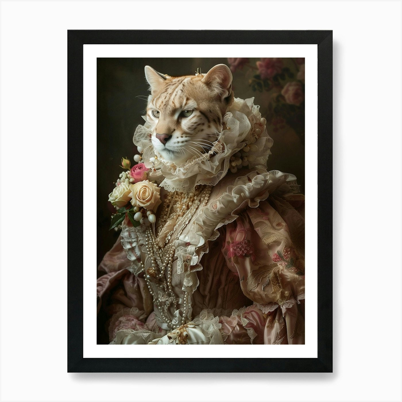 Royal Rococo Mountain Lion Art Prin Framed Wall Art Poster Canvas Print Picture