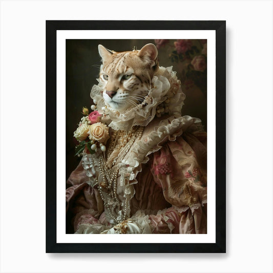 Royal Rococo Mountain Lion Art Prin Framed Wall Art Poster Canvas Print Picture