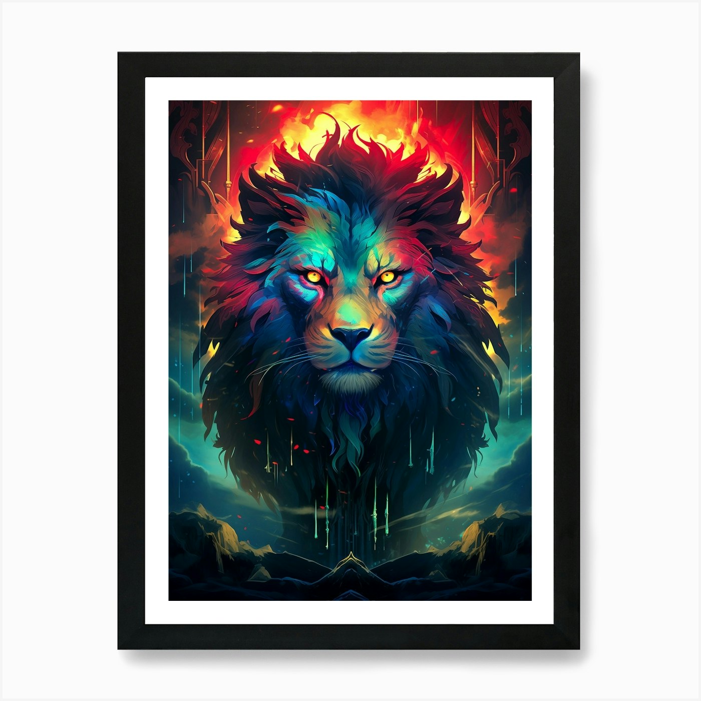 Lion Head 4 Art Print Framed Wall Art Poster Canvas Print Picture