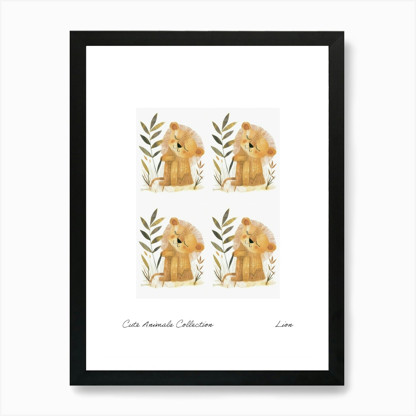 Cute Animals Collection Lion 3 Art  Framed Wall Art Poster Canvas Print Picture