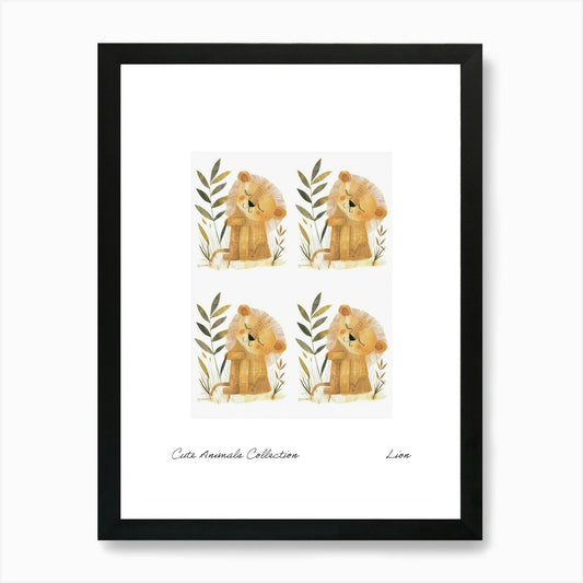 Cute Animals Collection Lion 3 Art  Framed Wall Art Poster Canvas Print Picture