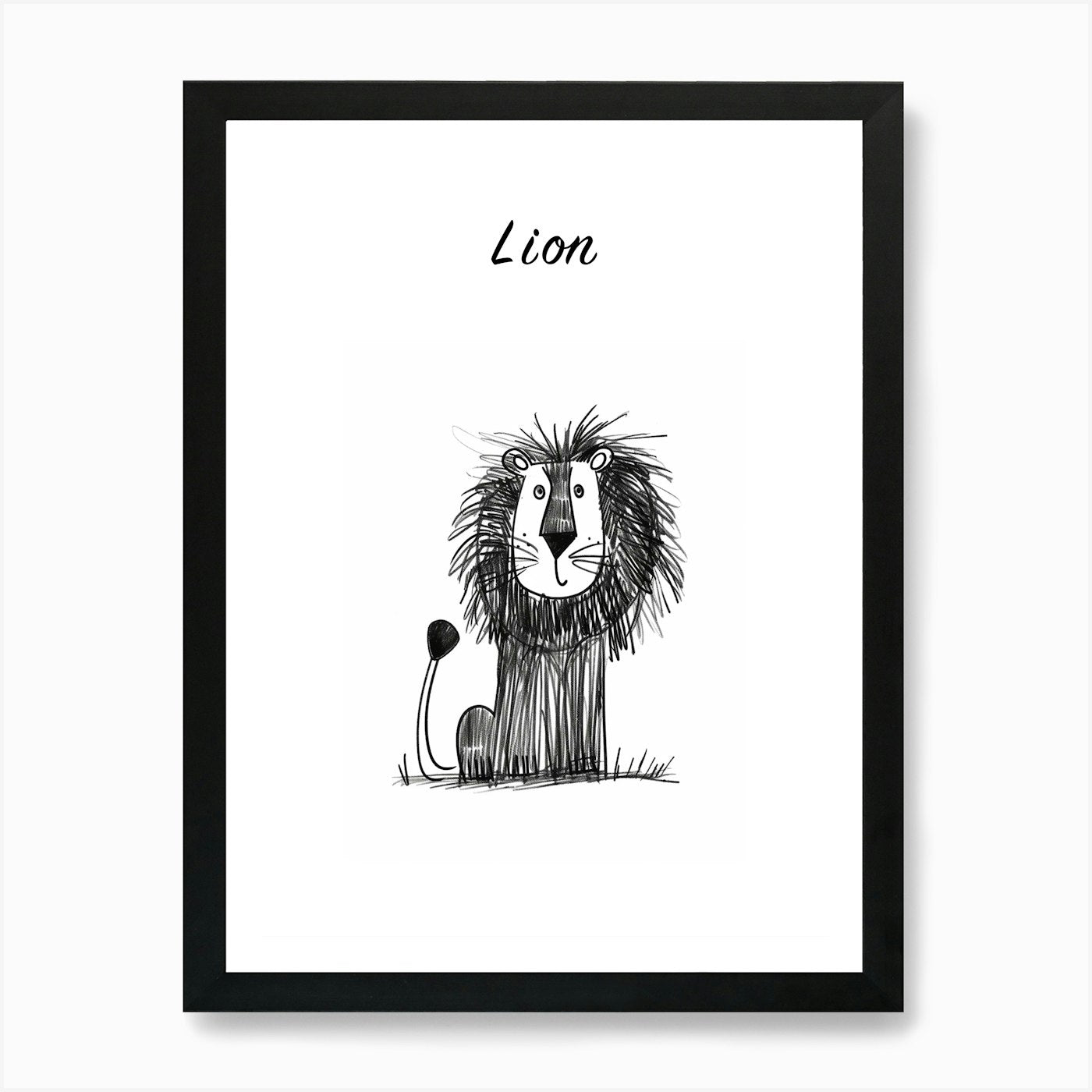B&W Lion 2 Poster Art Print Framed Wall Art Poster Canvas Print Picture