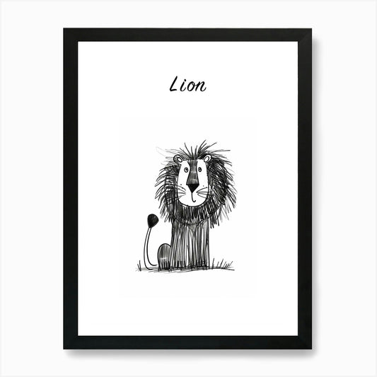 B&W Lion 2 Poster Art Print Framed Wall Art Poster Canvas Print Picture