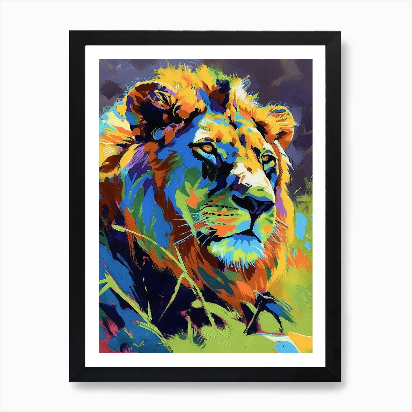 Masai Lion Lion In Different Season Framed Wall Art Poster Canvas Print Picture