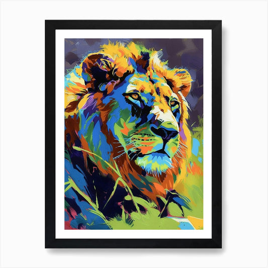 Masai Lion Lion In Different Season Framed Wall Art Poster Canvas Print Picture