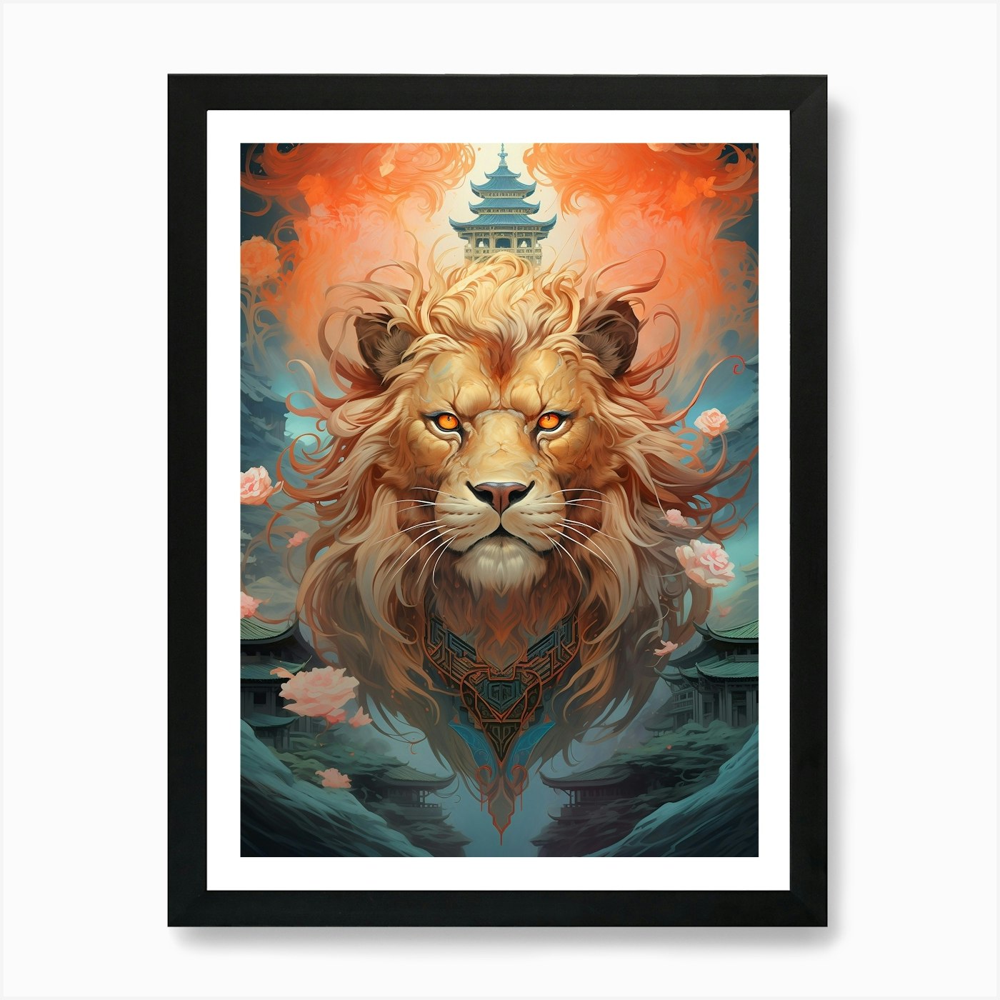 Lion Of Abyss Art Print Framed Wall Art Poster Canvas Print Picture