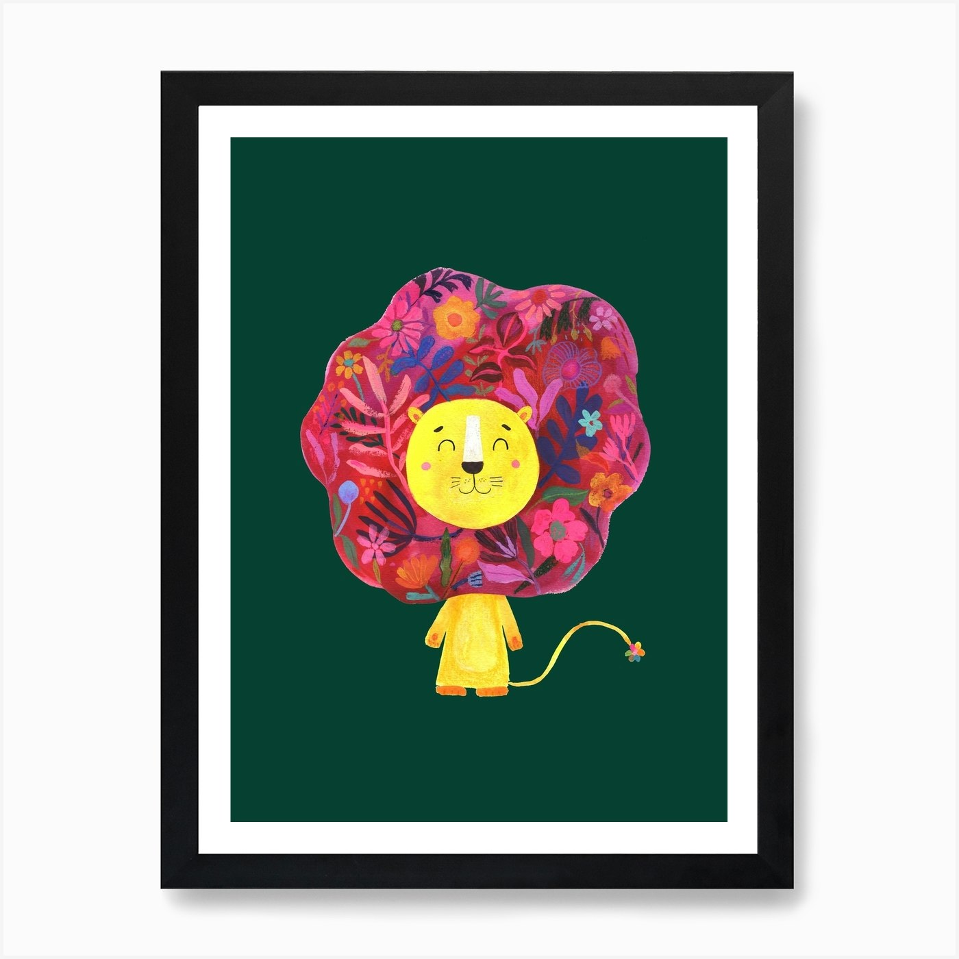 Roar Little Lion Green Art Print Framed Wall Art Poster Canvas Print Picture