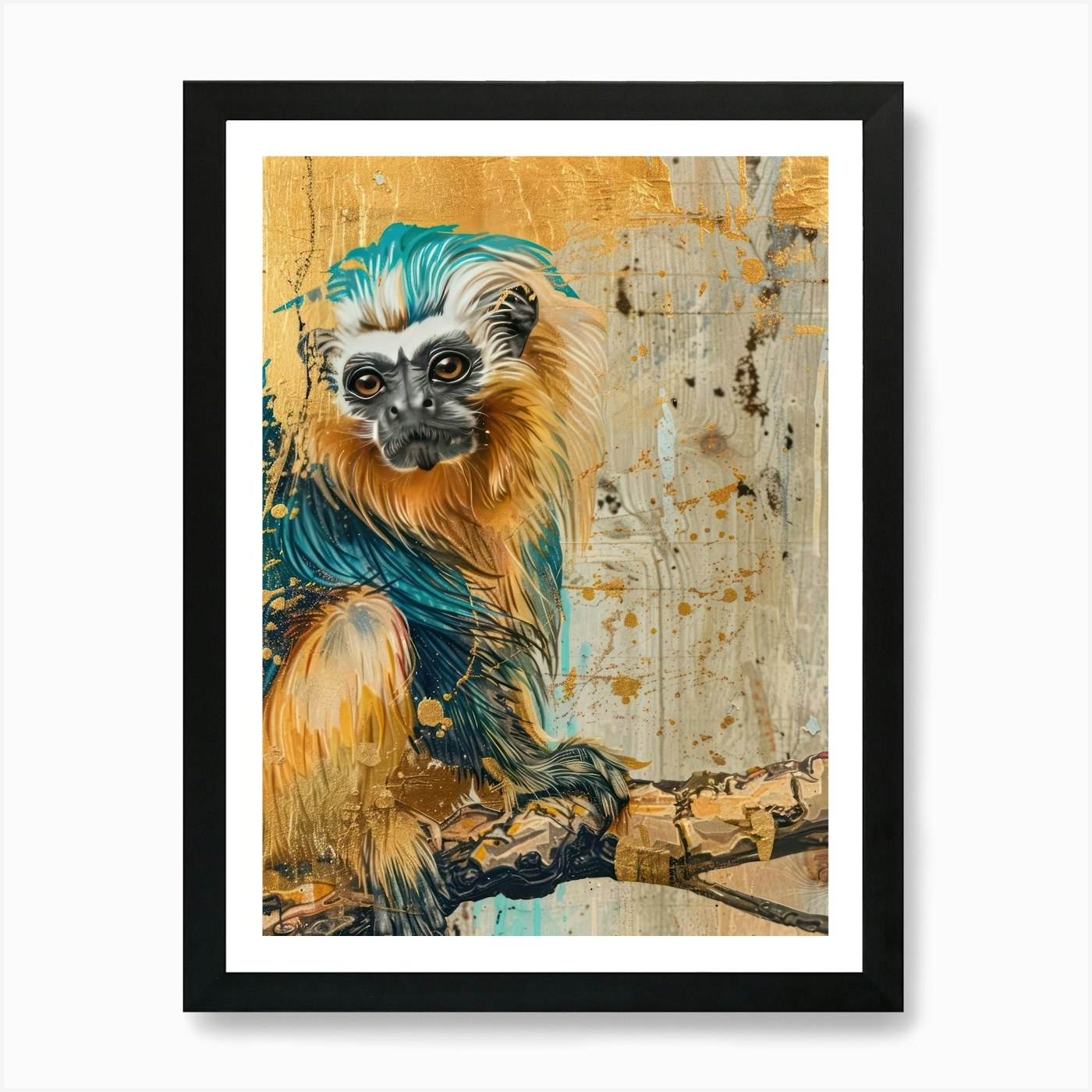 Golden Lion Gold Effect Collage 3 A Framed Wall Art Poster Canvas Print Picture