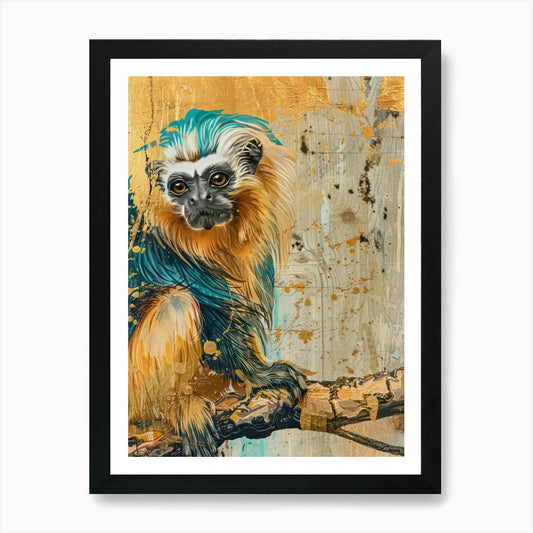 Golden Lion Gold Effect Collage 3 A Framed Wall Art Poster Canvas Print Picture