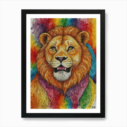 Rainbow Lion Art Print Framed Wall Art Poster Canvas Print Picture