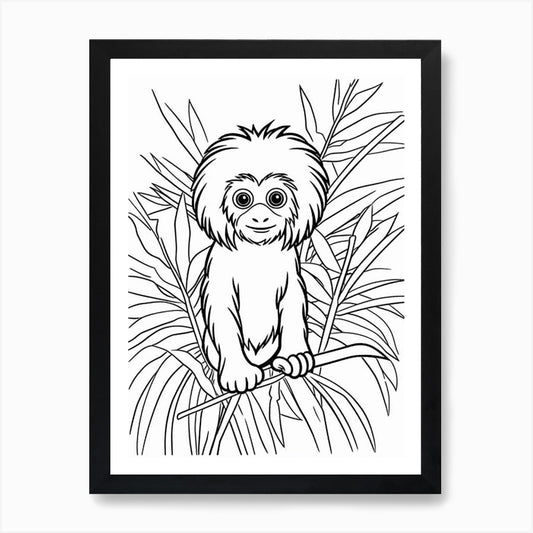 Line Art Jungle Animal Golden Lion  Framed Wall Art Poster Canvas Print Picture