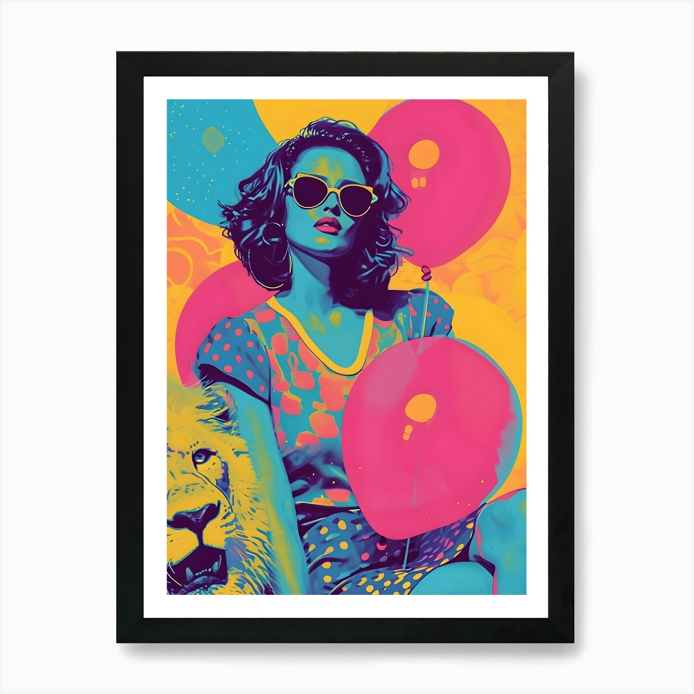 Lion And The Woman Art Print Framed Wall Art Poster Canvas Print Picture