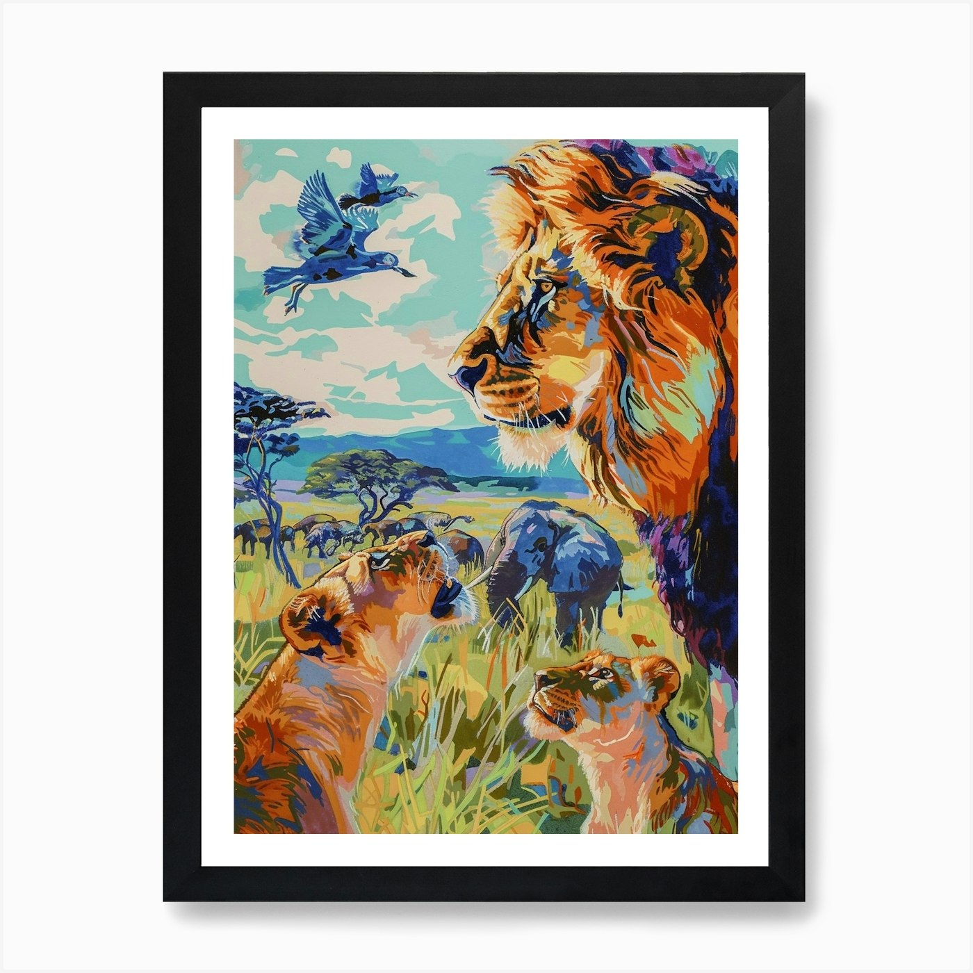 Transvaal Lion Lion In Different Se Framed Wall Art Poster Canvas Print Picture