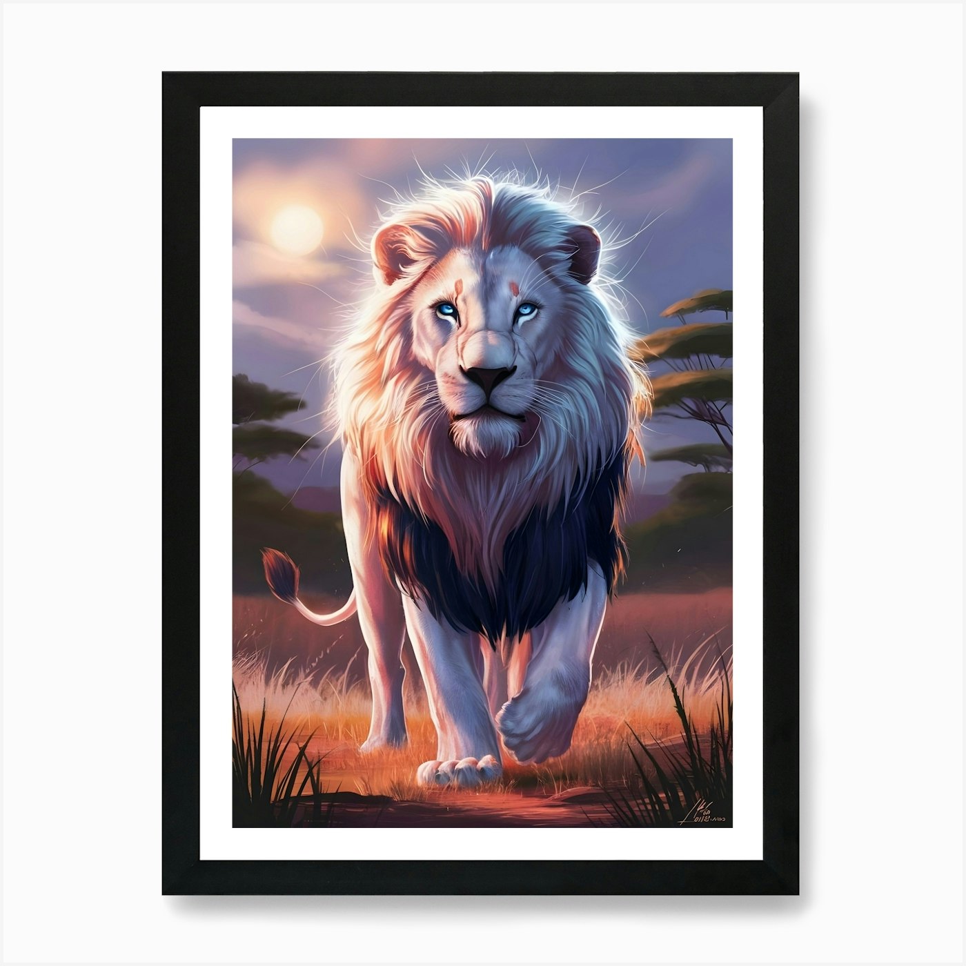 White Lion Art Print Framed Wall Art Poster Canvas Print Picture