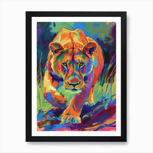 Transvaal Lion Lioness On The Prowl Framed Wall Art Poster Canvas Print Picture