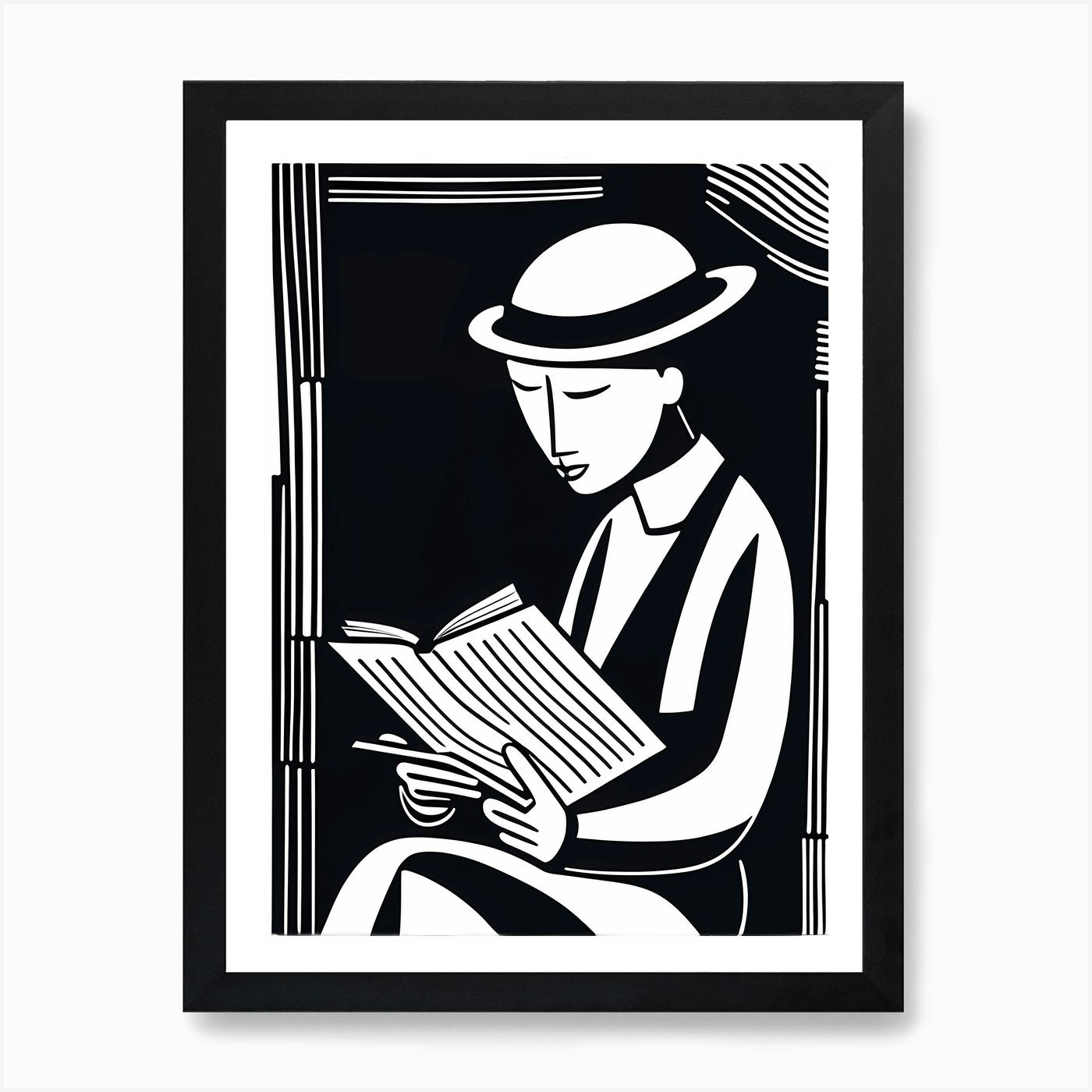 Lion cut inspired Black and white S Framed Wall Art Poster Canvas Print Picture