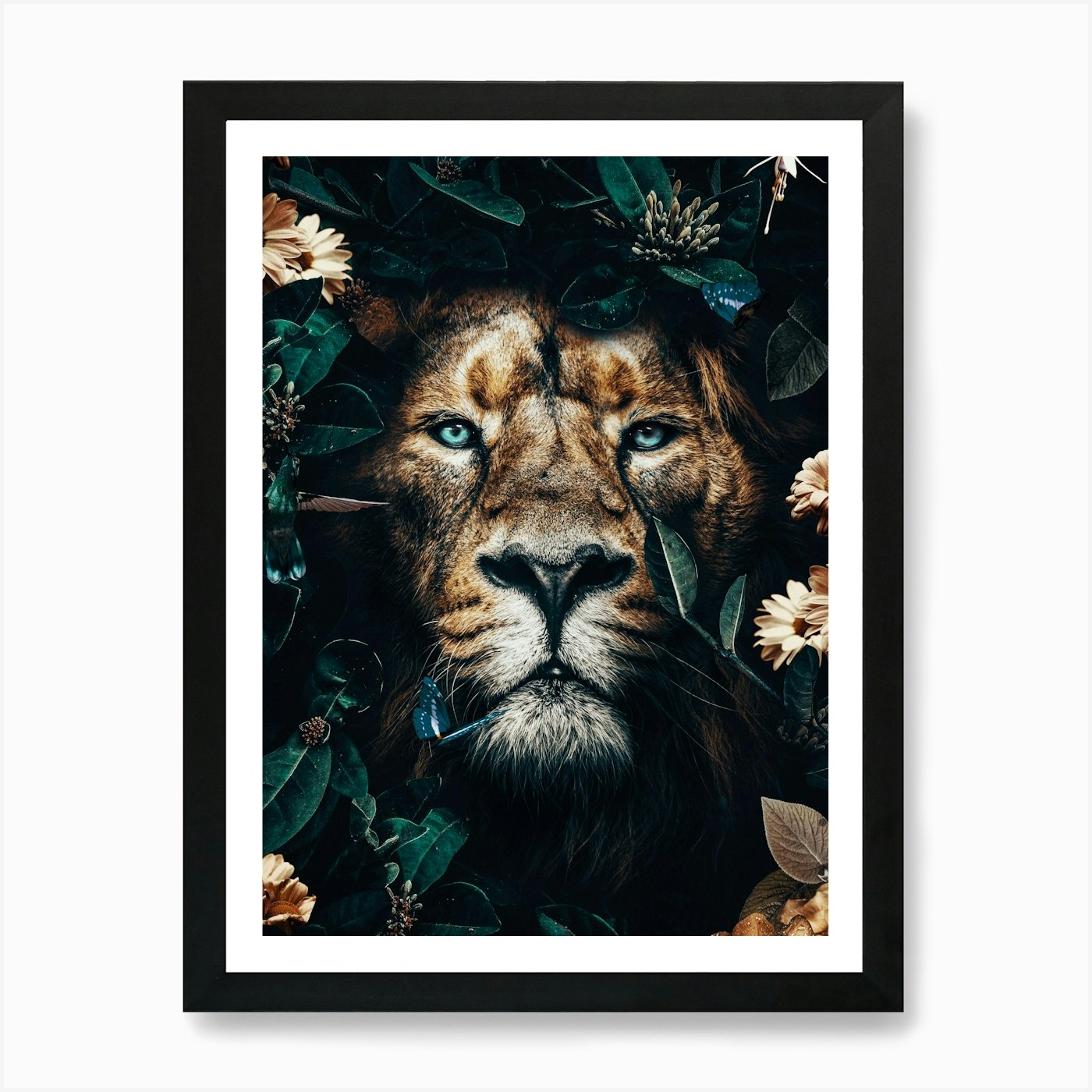 Lion In The Forest Art Print Framed Wall Art Poster Canvas Print Picture