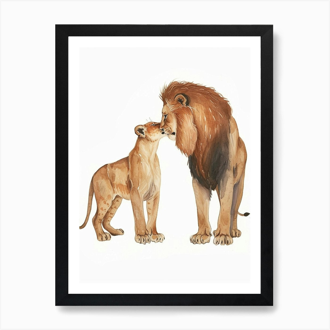 African Lion Mating Rituals Clipart Framed Wall Art Poster Canvas Print Picture