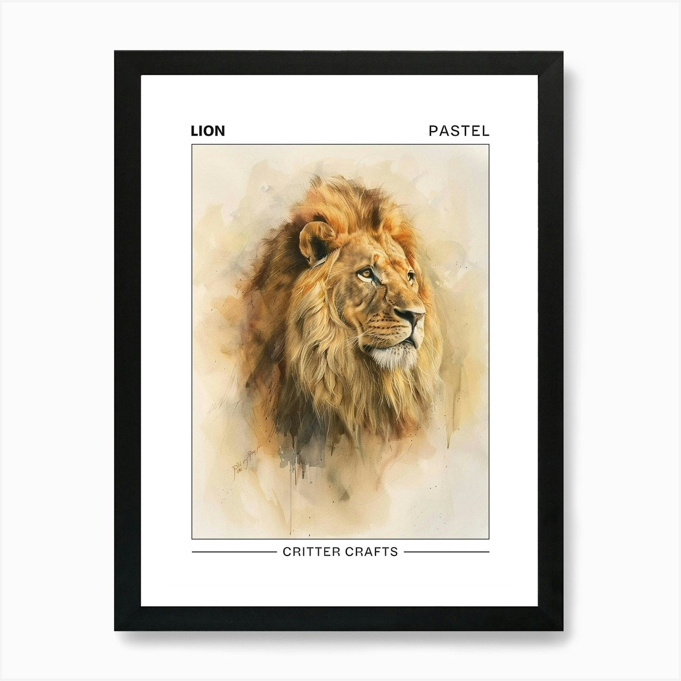 Lion Pastel Watercolour 1 Poster Ar Framed Wall Art Poster Canvas Print Picture