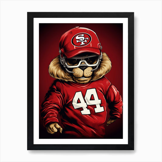 A San Francisco 49ers Lion 02 Art P Framed Wall Art Poster Canvas Print Picture