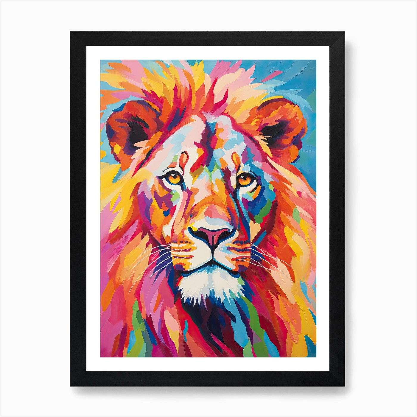 Lion Art Painting Fauvist Style 1 A Framed Wall Art Poster Canvas Print Picture