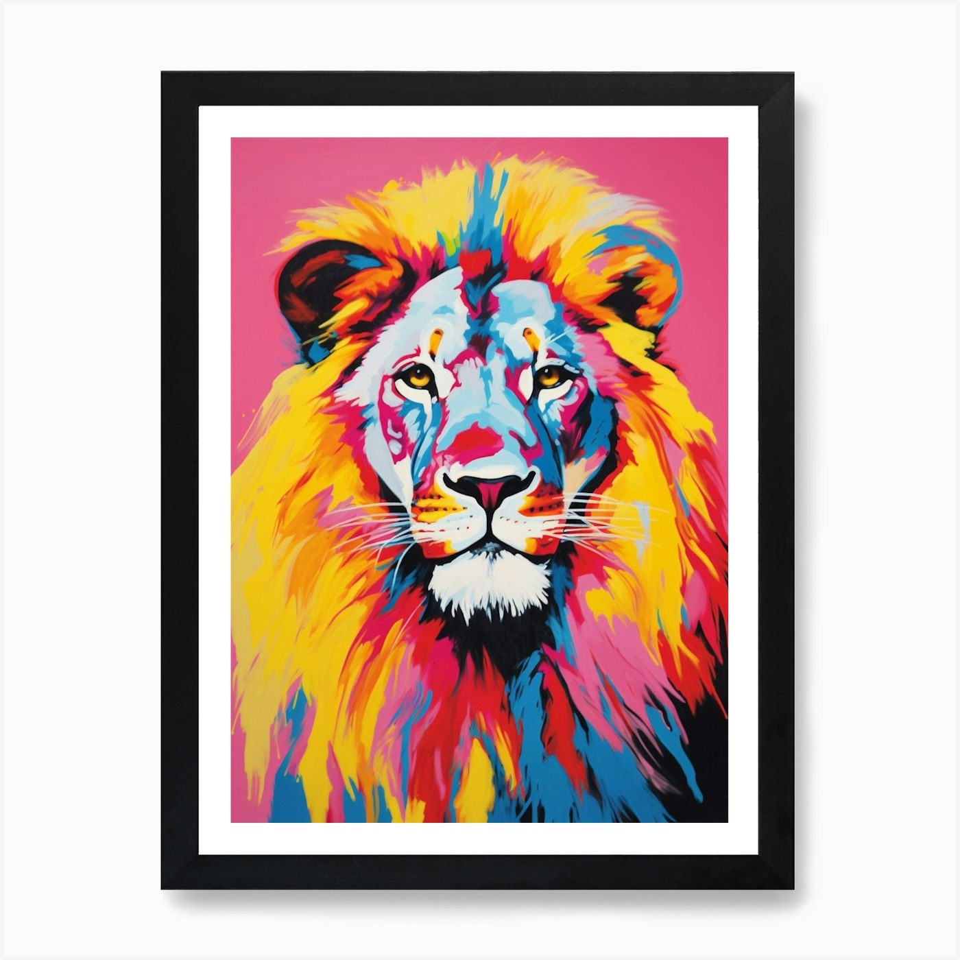Lion Portrait Pop Art 2 Art Print Framed Wall Art Poster Canvas Print Picture